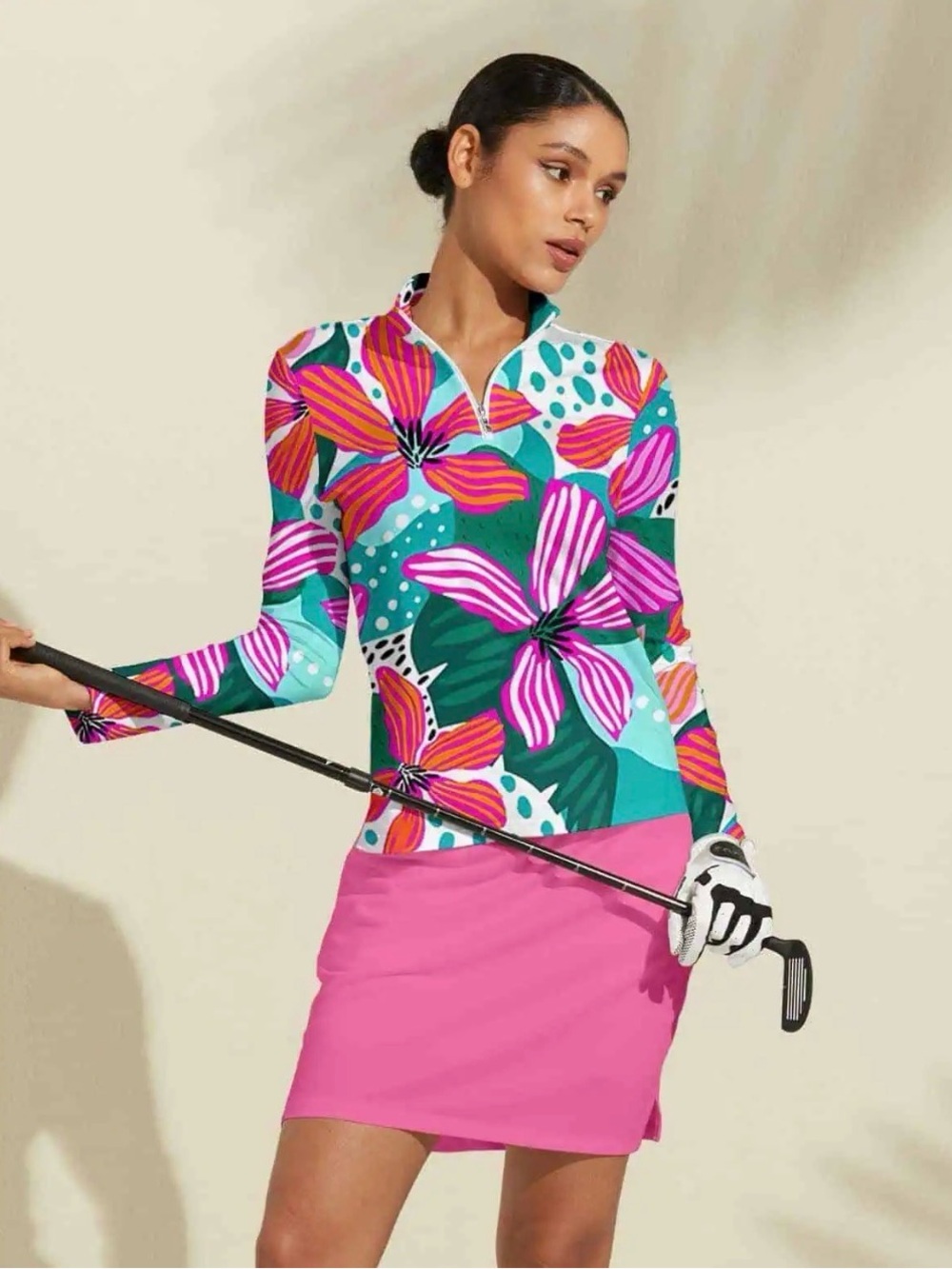 Acegolfs Hyped-up Tropical Golf Shirt Quarterzip UPF50+ size small